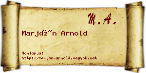 Marján Arnold névjegykártya