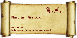 Marján Arnold névjegykártya